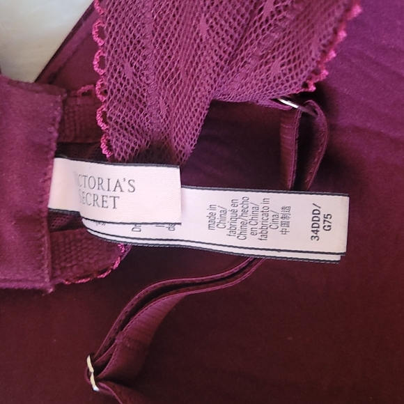 Victoria's Secret lace Angels bra 34DDD Maroon - Picture 4 of 4